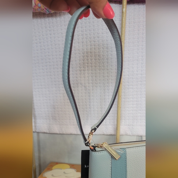 kate spade Two-Tone Light Blue Leather Clutch Bag - Picture 5 of 10